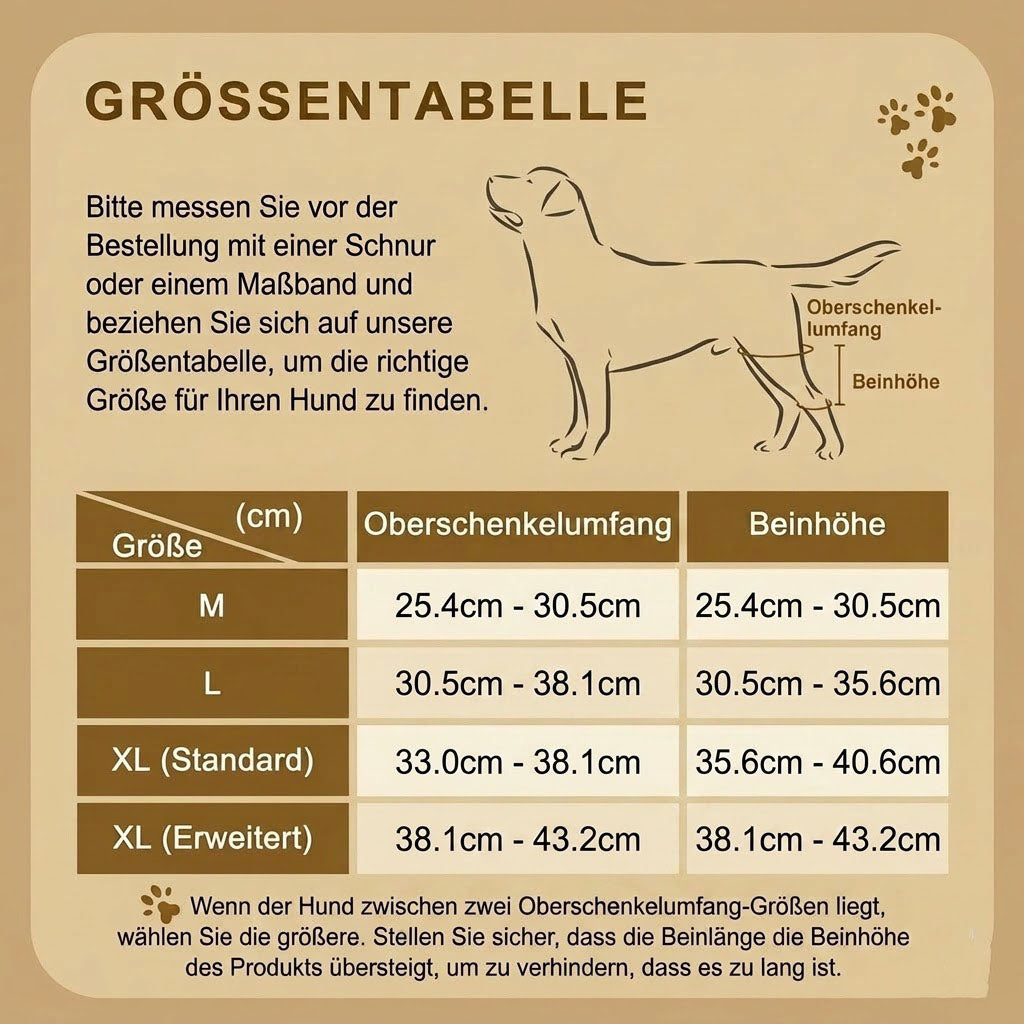 Orthopädische Hunde-Kniebandage mit Gelenkschiene